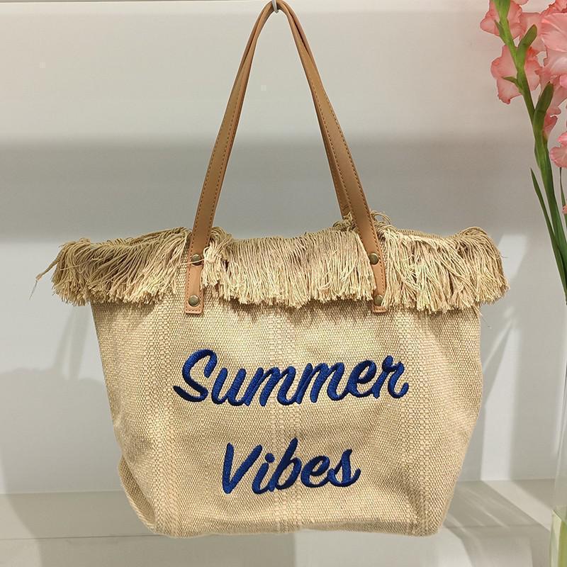 Summer Vibes Canvas Handbag - Khaki